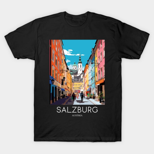 A Pop Art Travel Print of Salzburg - Austria T-Shirt by Studio Red Koala